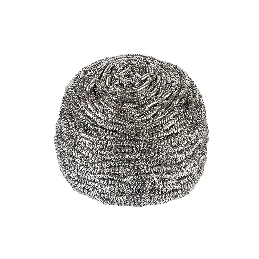 Restaurantware Stainless Steel Scrubber 100 Pack 3.543 x 3.543 x 2.362 Inches Heavy-Duty Metal Cleaning Pad Rust-Resistant Kitchen Scouring Tool for Tough Cleaning Silver