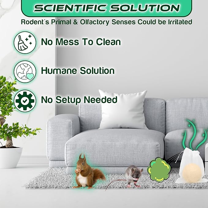 12Pack Rodent Repellent Balls Moth Balls for Rodents Mothballs for Rodents or Mothballs for Outdoor Pests Mice Repellent Indoor Rat Repellent for House Attic Basement Office Garage RV etc