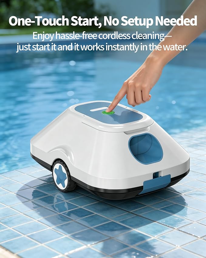 Robotic Pool Cleaner,Cordless Automatic Pool Cleaner with 210Mins Runtime,Pool Vacuum for Above Ground & Inground Pools,Easy Retrieve,Smart Planning,Coverage up to 2200 Sq.Ft,Light Navy