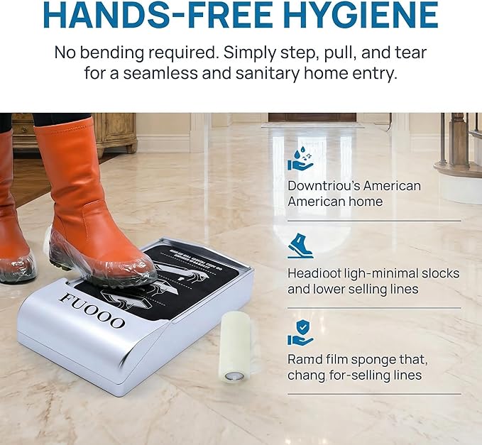 Automatic Shoe Cover Dispenser Mechanical Shoe Film Machine, Hands-Free Shoe Wrapper with 600 Uses Film Roll, Long-Term Use Disposable Covers for Home & Commercial