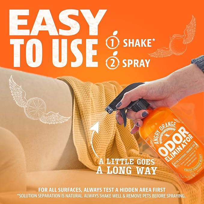 ANGRY ORANGE Pet Odor Eliminator & Toilet Spray Combo – 24 oz Dog, Cat, and Small Animal Urine Odor Cleaner & 6 oz Toilet Freshener
