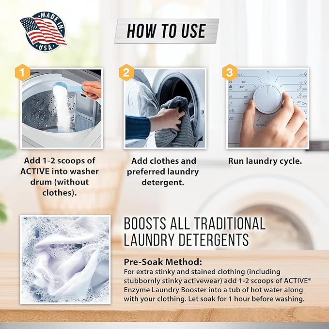 ACTIVE Swedish Dishcloths and Enzyme Laundry Booster - Includes 12ct Cellulose Sponge Cloths and 2lb Enzymatic Laundry Booster Powder
