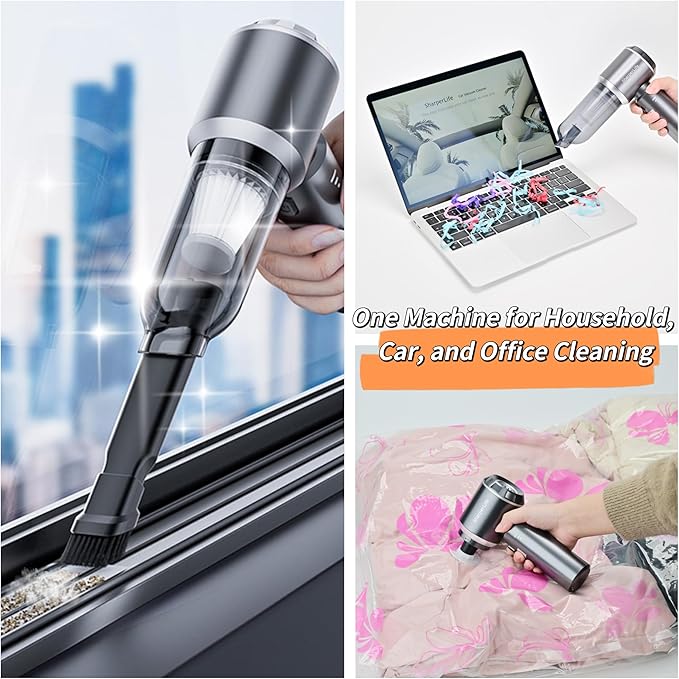 Sharperlife Clearance Cordless Handheld Vacuum, Portable Rechargeable 15000Pa Strong Suction Vacuum, 30mins Runtime Lightweight for Car Home Camping