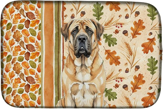Caroline's Treasures Apricot English Mastiff Heirloom Fall Dish Drying Mat Absorbent Dish Drying Mat Pad for Kitchen Counter Dish Drainer Mat for Countertop, 14 x 21", Multicolor