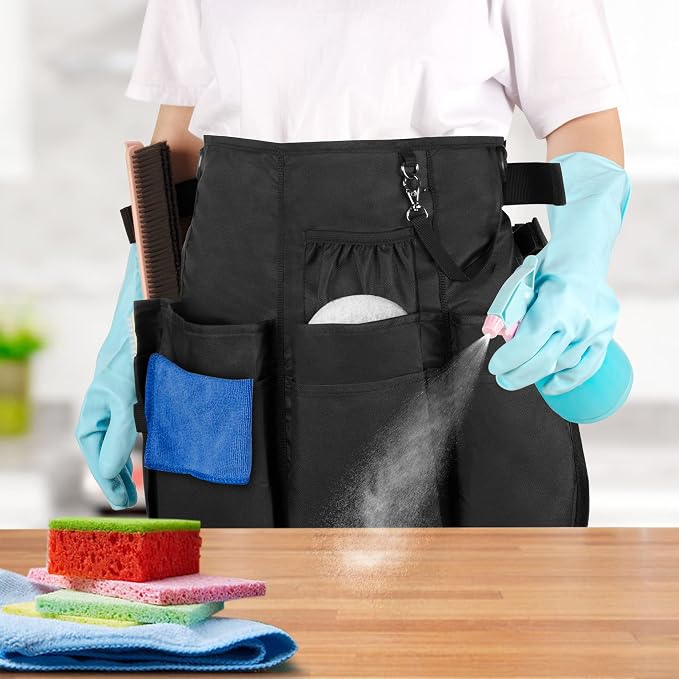 LoDrid Large Wearable Cleaning Caddy Bag and Cleaning Apron for Cleaners & Housekeepers