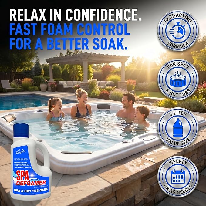 Hot Tub Defoamer, Spa Defoamer for Hot Tub Owners, 3L, Anti Foam for Hot Tub, Foam Down Hot Tub Foam Eliminator, Hot Tub Chemicals, for Spas & Inflatable Tubs – BubbyShine