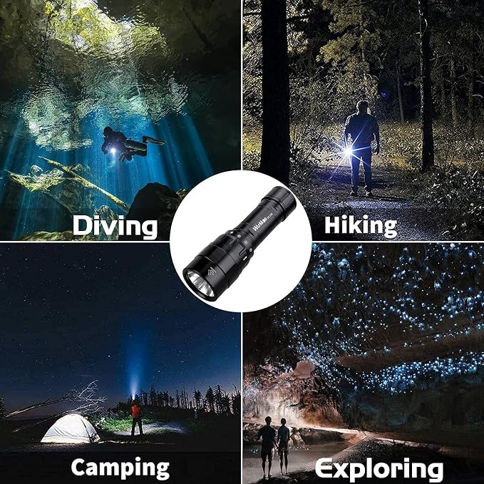 Wurkkos DL10R Dive Light, 4500 Lumens Super Bright Scuba Diving Flashlight, Type C Rechargeable, IPX-8 Waterproof with Magnetic Rotary Switch, 3Modes, 100m Underwater Lights for Night Diving