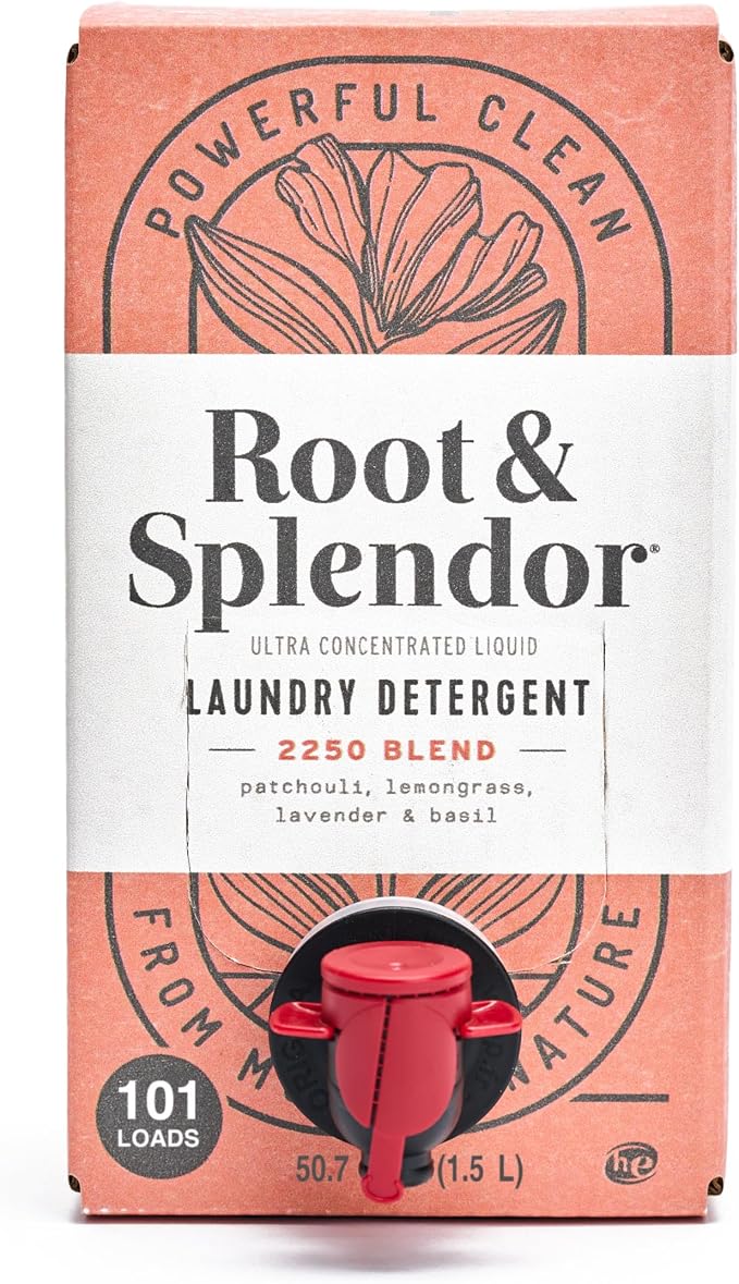 Root & Splendor Ultra Concentrated Non Toxic Laundry Detergent Liquid - Plant Based & Eco Friendly Enzymatic Laundry Soap, 2250 Scent, 1.5 Liter, 101 Loads