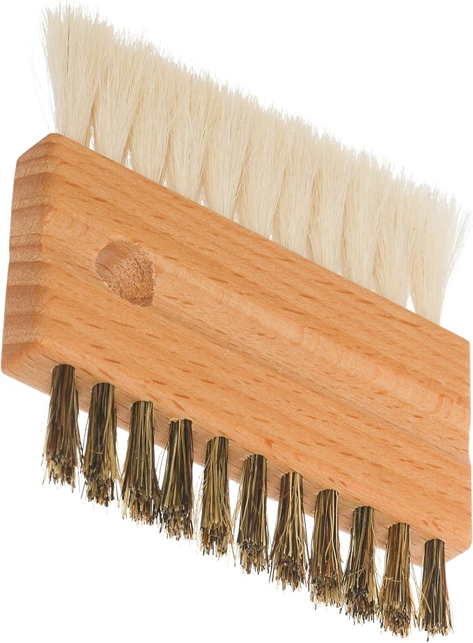 Redecker Goat Hair and Boar Bristle Keyboard Brush, Set of 2, Slim Dual-Sided Brush Cleans Screens and Between Keys, 3-inches, Made in Germany