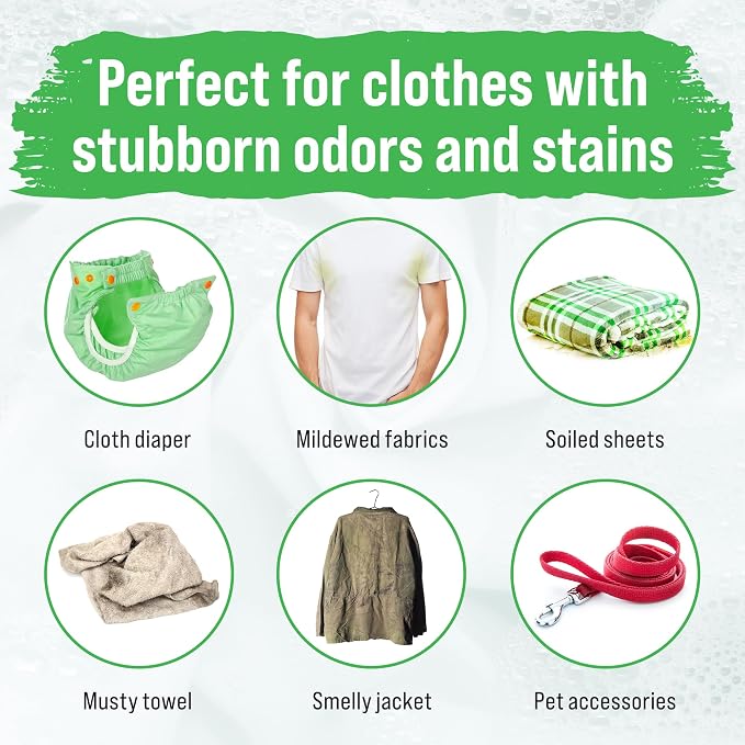 Rockin’ Green Funk Rock Ammonia Bouncer Laundry Pre-Soak, Odor Remover for Activewear, Cloth Diapers, Pet Bedding & Laundry, Unscented Powder, 30 Loads