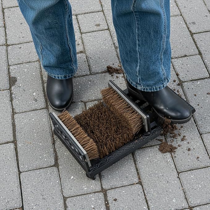 MyGift Heavy Duty Shoe Scraper and Boot Brush, Vintage Cast Iron Shoe Dirt Scrubber Cleaner/Outdoor Boot Mud Brush