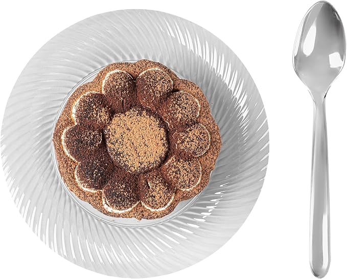 Restaurantware Moderna 7.3 Inch Disposable Spoons 250 Recyclable Appetizer Spoons - Crack-Resistant For All Types Of Meals Silver Plastic Spoons