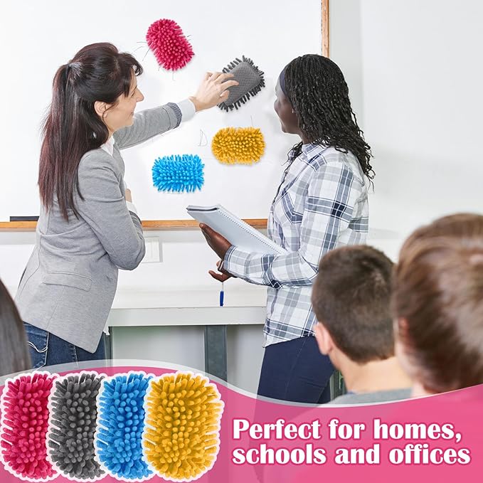 Sherr 24 Pcs Magnetic Whiteboard Eraser Erase Erasers Microfiber Washable White Board Eraser for Chalk Home Office(Bright Colors)
