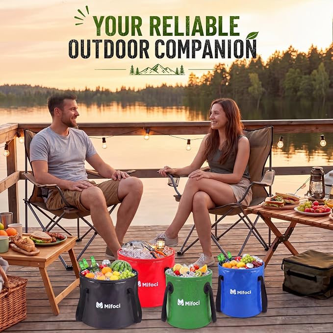 Mifoci 4 Pcs Collapsible Bucket 5 Gallon and 8 Gallon with Handle Portable Foldable Bucket for Camping Fishing Sturdy Leakproof Collapsible Cleaning Buckets for Car Wash RV Outdoor (Mixed Color)