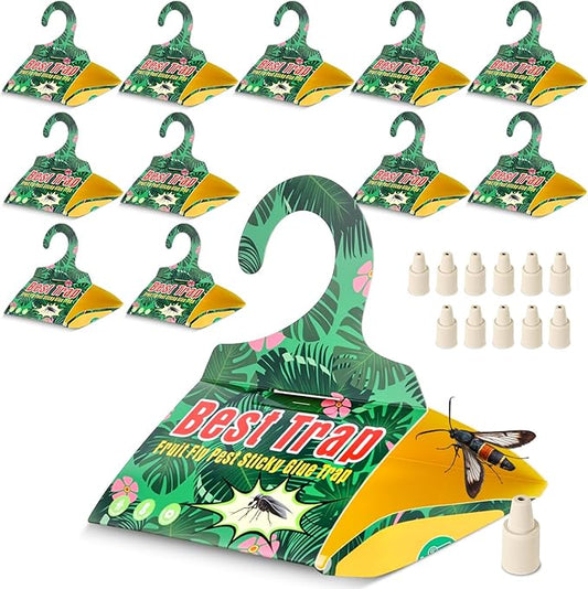12 Pack niponensis & Clearwing Moth Traps with Pheromone Lures – Triangular Hanging Sticky for Peach Trees, Includes 12 Traps & 12 Lures, for Orchard & Garden Use