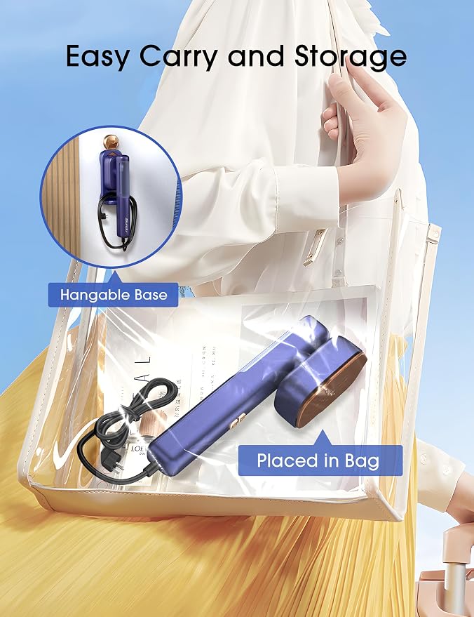 Sundu Steamer for Clothes,1200W Portable Travel Steamer&Iron 180ml Navy | Compact 15s heat-up, 100ml tank, 25min powerful steam, 4 Modes, includes gloves,Quick wrinkle removal for travel & home.