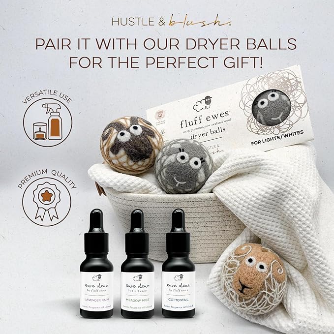 Hustle & Blush Essential Oil for Dryer Balls, 15ml Meadow Mist, Natural Laundry Fragrance, Long-Lasting Fresh Scent, Wool Dryer Balls Ideal for Diffusers, Candle Making, Multi-Use for Home & DIY