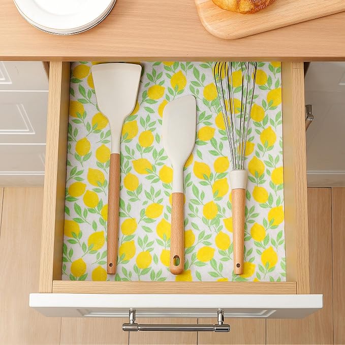 Cooyes 12 Pack Polyester Shelf Liners for Kitchen Cabinets, 17.7" × 36", Non-Slip Refrigerator Liners Machine Washable, Refrigerator Drawer Mats for Glass Shelves and Kitchen Cabinets