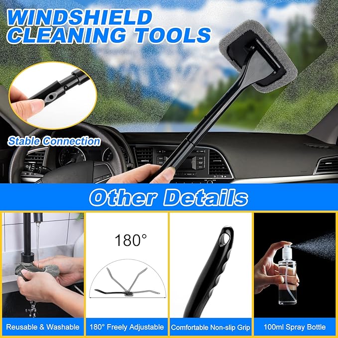 29Pcs Car Detailing Kit Wash Cleaning Kits with Pump Foam Sprayer Collapsible Bucket Wash Brush Large Wash Mitt Towels Complete Interior Exterior Car Detailing Supply Set Blue