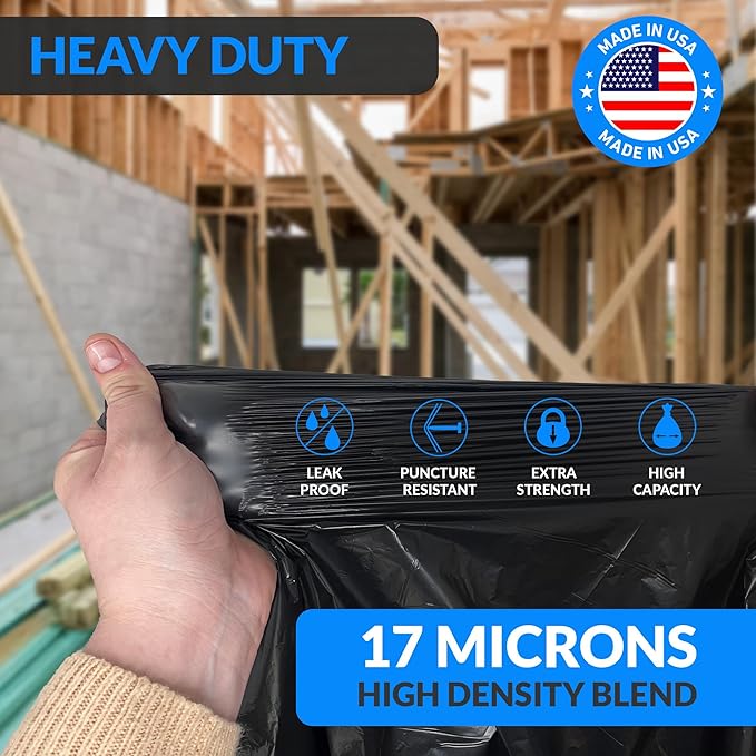 Reli. 55 Gallon Trash Bags Heavy Duty (100 Count) | Black | Twist Ties Included | Extra Tough, Leak-Proof Garbage Bags | Ideal for Large Clean Ups