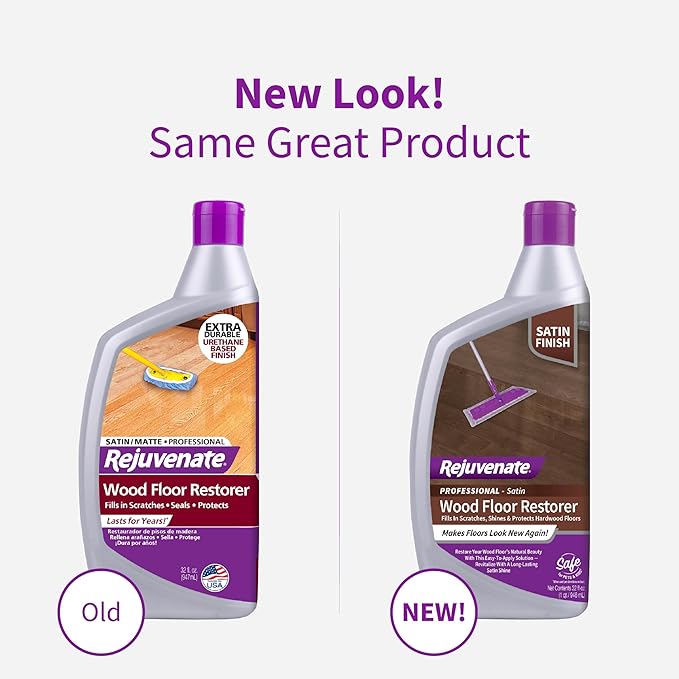 Rejuvenate Professional Wood Floor Restorer Fills Scratches, Shines And Protects Wood Flooring For A Matte Satin Shine, 32 Ounces