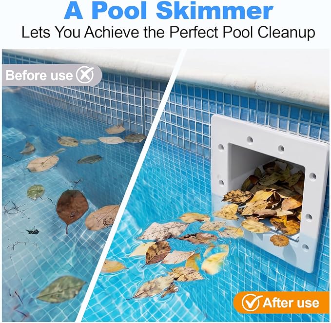 Pool Skimmer for Above Ground Pool, Through Wall Above Ground Pool Skimmer Set, Replacement Above-Ground Pool Skimmer (Compatible with SP1091LX) Suitable for Leaves, Hair, Insects and Debris