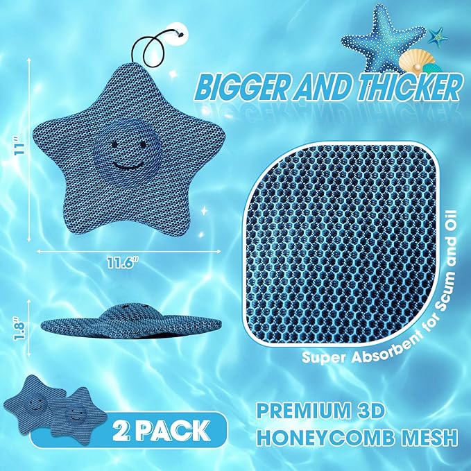 Hot Tub Scum Absorber, Hot Tub Accessories, Spa & Pool Scum Eliminating Balls,Hot Tub Scum Sponge for Hot Tub Oil Absorbing Sponge for Hot Tub Skimmer, Hot Tub Sponge Scum Remover (Starfish)
