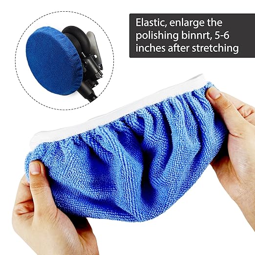 20 Pcs Polishing Bonnet Pads,5-6 Inc Buffer Bonnet Waxers Bonnet,Soft Microfiber Car Polisher Pad Bonnet,Car Buffer Bonnets,Buffing Pad Cover for Car Polisher, Blue