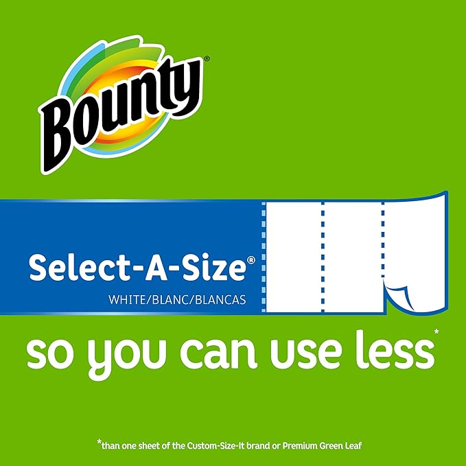 Bounty Select-A-Size Paper Towels, White, Giant Roll, 8 Rolls (Pack of 1)
