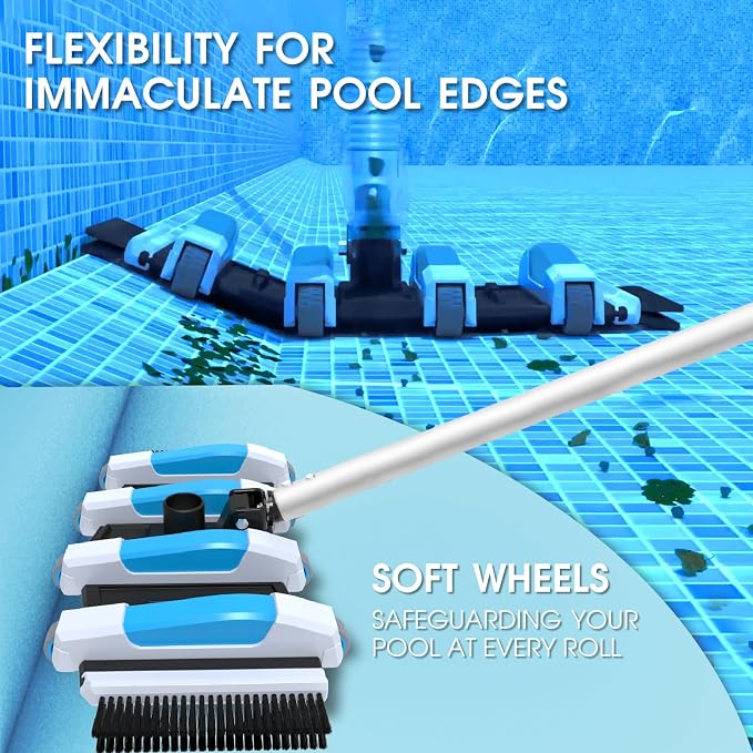 TidyMister Enhanced Pool Vacuum Head with Direction-Control Swivel Handle Kit Included 2X 1-1/4" or 1-1/2" Pool Hose Adapter Connector Coupling