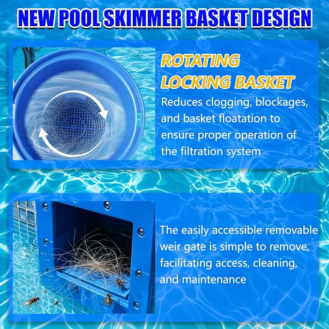 New Above-Ground Pool Skimmer, Thru-lWall-Mounted Above-Ground Pool Skimmer (with Accessories) Opening Width 6-Inch Replaces SP1091LX Above-Ground Pool Skimmer for Standard Pools Wall Openings | Universal Above Ground Pool Skimmer,Superior materials,