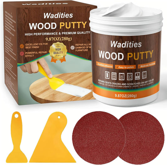 White Wood Filler, White Wood Putty, Paintable Stainable Wood Repair Putty, 9.87 Ounce Wood Furniture Repair kit, Quickly Repair Wood Cracks and Holes on Wooden Floor Furniture (White)