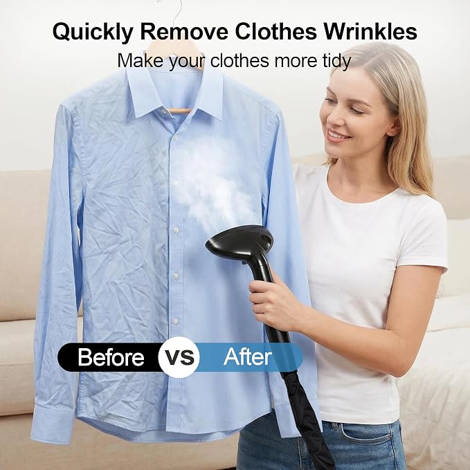 Professional Garment Steamer for Clothes, 2000W Powerful Steam Iron with 1.5L Water Tank, 40 Minutes Continuous Steam, Heavy Duty Clothes Steamer for Home, Commercial Use, Pearl Black