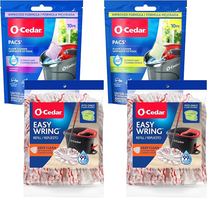 O-Cedar 2 Deep Clean Refills + 1 Citrus and 1 Lavender Pacs (Variety Pack)