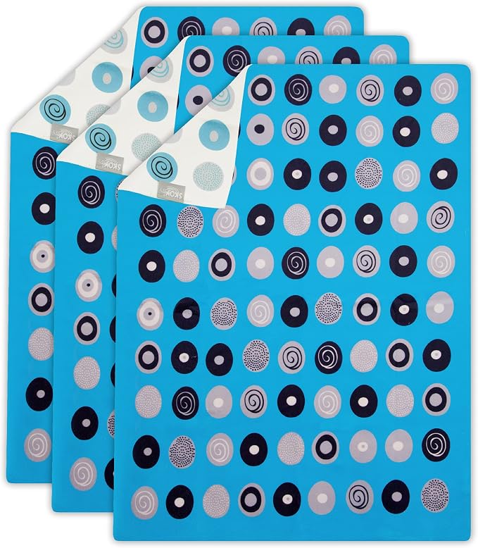 Skoy Kitchen Towel, (Pack of 3) Recycled Polyester Towel for Dishes, Glassware, Cookware and Hands, Reversible Design, Absorbent Kitchen Towel, 18” x 24”, Blue