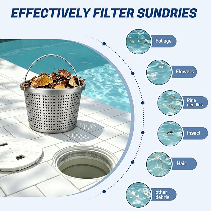 Aluminum Inground Pool Skimmer Basket for Pentair U-3 and Hayward SP1070 Skimmer Basket - 8 Inch Metal Pool Basket Replace SPX1070E 08650-0007 B-9 Filter Basket