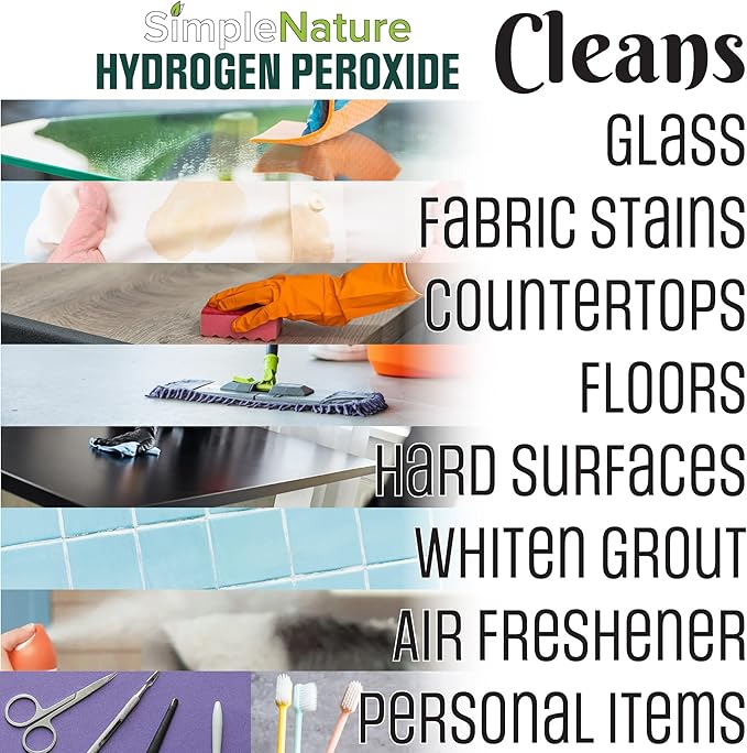 SimpleNature 6% Food Grade Hydrogen Peroxide Solution - 4 Gallons - Natural Multipurpose Cleaner - Made in USA - Ideal for Commercial, Residential, Kitchen, Bath, Laundry, and More