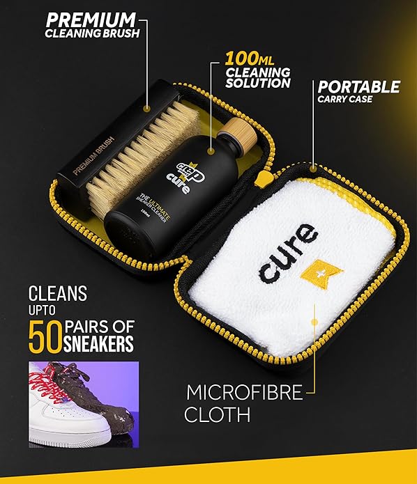 Crep Protect Shoe Protector Spray & Premium Sneaker Cleaning Kit, with Brush, Solution, Microfibre Cloth and Reusable Pouch, Sneaker Care Kit