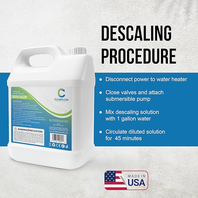 Tankless Water Heater Descaler - Premium Descaler for Tankless Water Heater Systems, Restores Heating Efficiency, Nontoxic, Biodegradable, Made in USA! 32 Ounce (Quart)