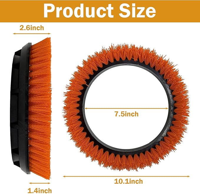 237047 Orbiter Orange Scrub Brush for ORB550MC Orbiter Floor Machine, Heavy-Duty Brush, 12” Diameter,(2 Pack)