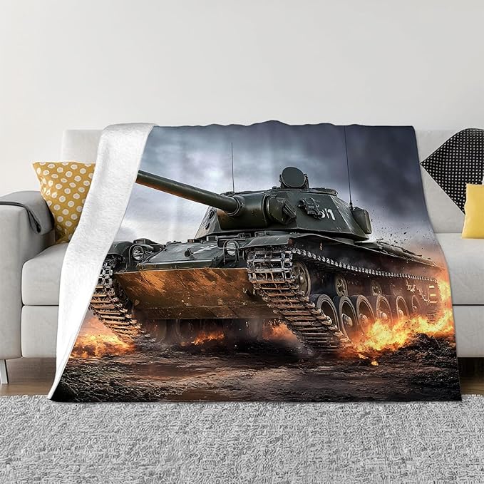 Tijuboni Military Tank Throw Blanket Army Gifts for Boys Men Girls Women Kids Adults Soft Flannel Fleece Blanket for Couch Sofa Bed Home Decor 40"x50"