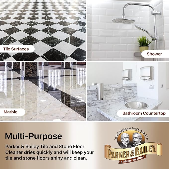 Parker & Bailey Floor Cleaning Kit – Wood Floor Cleaner 64oz & 22oz + Tile & Stone Cleaner 32oz – Hardwood, Laminate, Marble, Granite, Quartz Surface Care Set