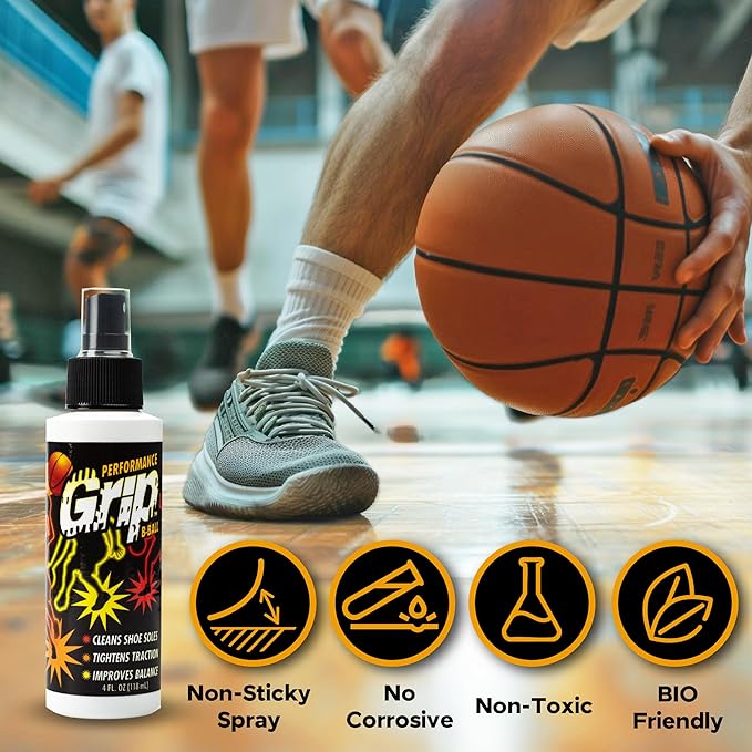 Performance Grip Basketball Shoe Spray 8 Oz – Grip Spray for Basketball Shoes Bottom – Non-Sticky Mist that Rejuvenates Soles & Boosts Traction