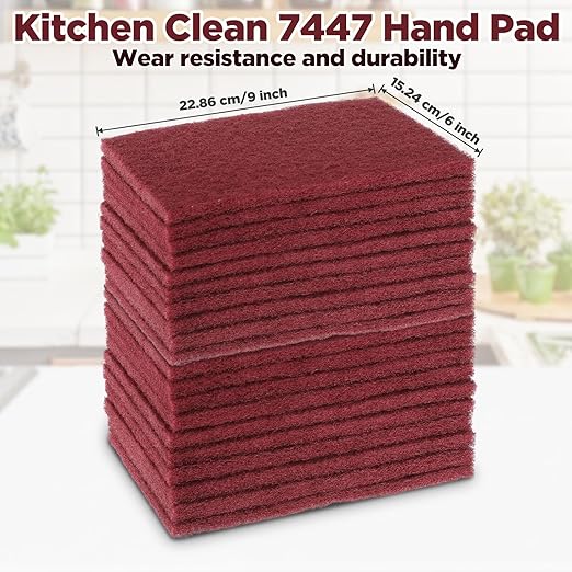 20 Pack 7447 General Purpose Scrub Pad - Maroon, 6" X 9" Abrasive Finishing Pad for Paint Prep, Scuffing, Scouring, Sanding, Adhesion Scratch