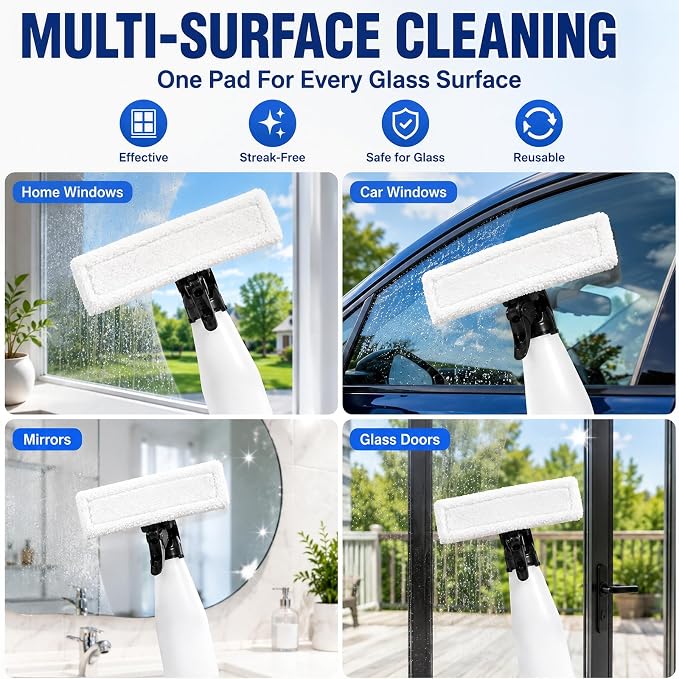 Window Vacuum Squeegee Cordless, Electric Window Cleaner Tool with 2000Pa Suction, 2200mAh Rechargeable Battery, 150mL Detachable Tank, 11-Inch Blade for Windows, Shower Doors, Mirrors