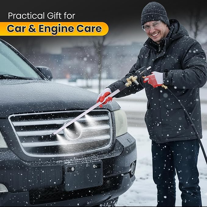 Radiator Cleaning Wand 40" – High Pressure Washer Extension Tool Kit for Radiator Flush, HVAC Coil Cleaner, Car & Truck Engine Cleaning – Stainless Steel Power Washer Wand with Brush, Glove & Towel