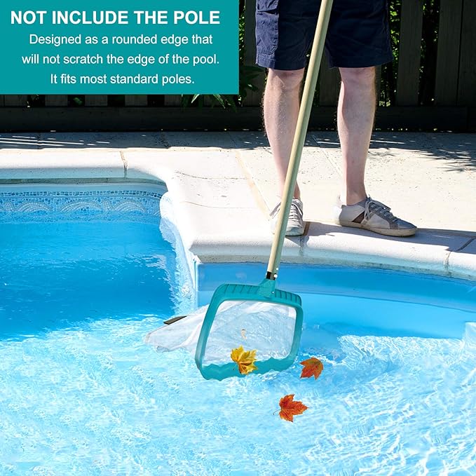 POOLWHALE Pool Skimmer Rake Fine Mesh Net with 12FT Telescopic Aliminum Pool Pole