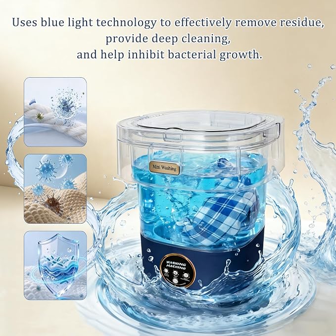 22L Mini Laundry Machine — Foldable Portable Laundry Machine and 3 Cleaning Modes for Baby Clothes,Ideal for Travel, Dorms