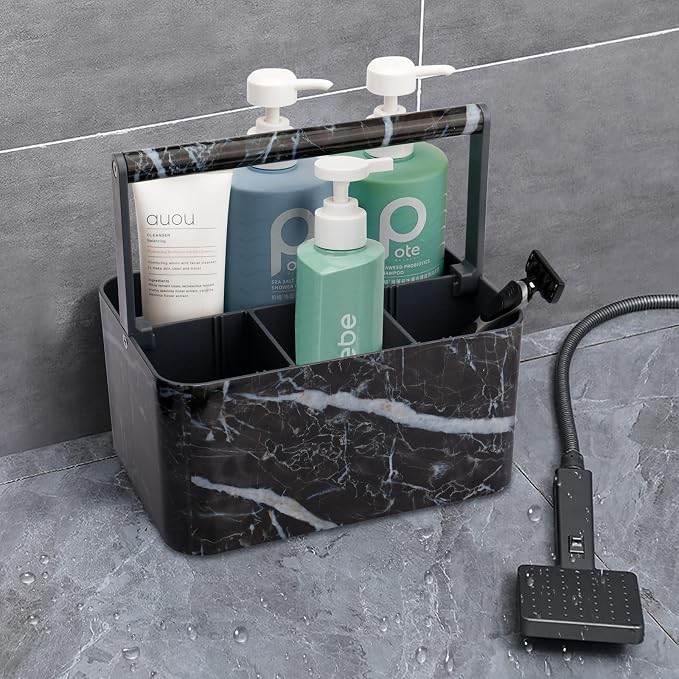 BYUNER Plastic Shower Caddy Dorm: Portable Bathroom Caddy Organizer for College with Handle and Adjustable Divider, Utility Hard Shower Basket Bin Tote for Toiletry,Shampoo,Soap,Cleaning Product