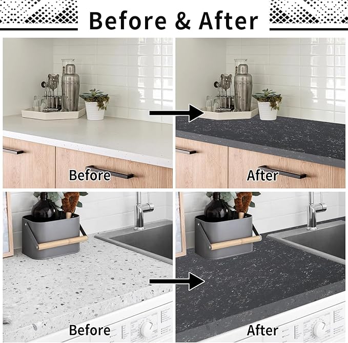 Granite Countertop Paint Kit - Black Diamond Counter Top Refinishing Kit DIY Countertop Resurface Kit Works on Kitchen Bathroom